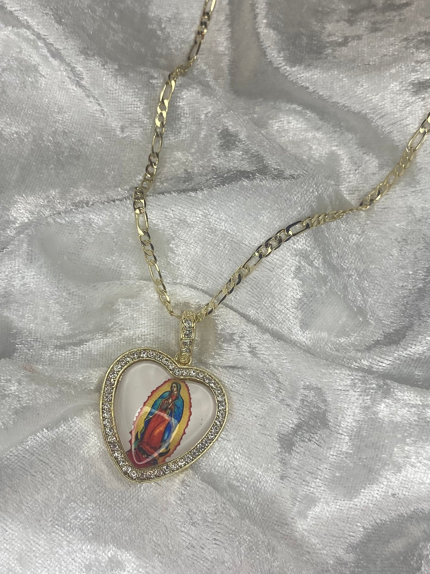 Virgencita heart necklace