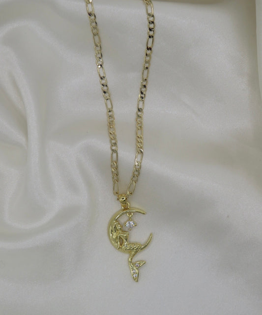 Moon mermaid necklace