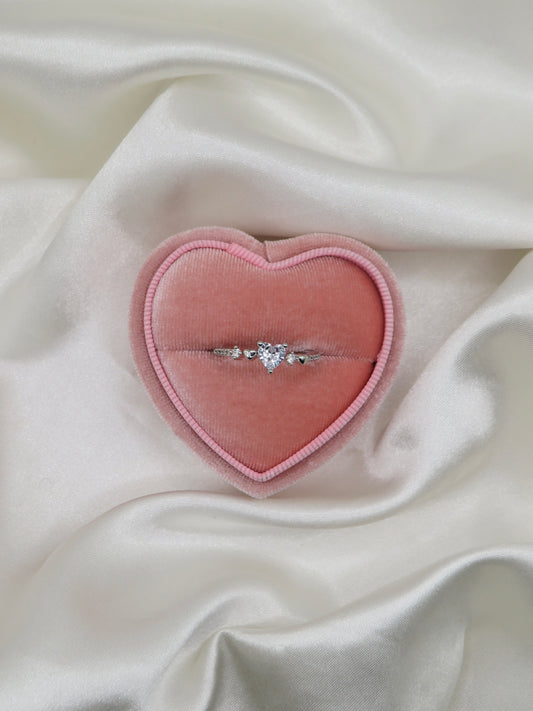 Silver Heart Crystal Ring