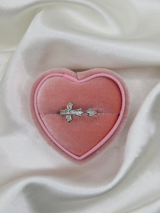 Silver cross ring