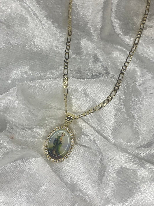 san judas oval necklace