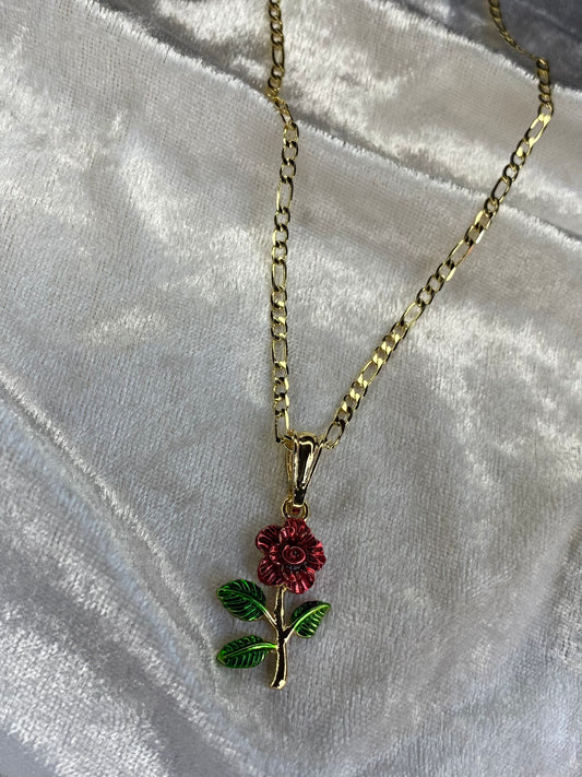 Red flower necklace